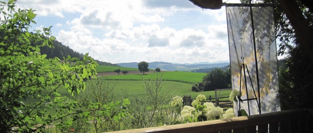 aussicht von grillhütte auf dem Bauernhof